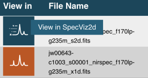 The related 2d and 1d spectra, now with the option to 'view in SpecViz2d'