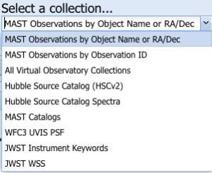 Portal collections selector menu