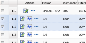 Marked rows in the Portal results table