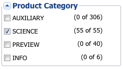 Product category filter